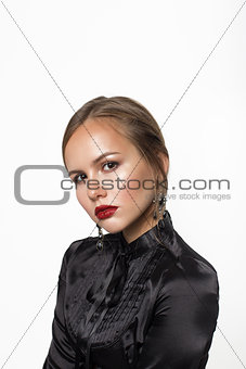 Portrait of beautiful young girl with wonderful lips