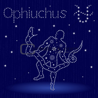 Alternative Zodiac sign Ophiuchus with snowflakes 