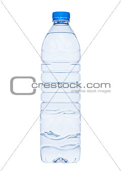 Bottle of healthy still mineral water on white