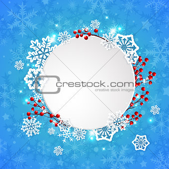 Christmas banner with white paper snowflakes