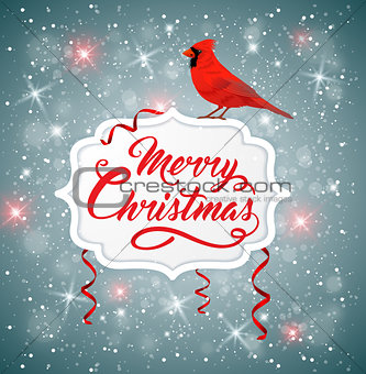 Christmas banner with red cardinal