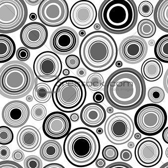 Black and white background with round geometrical shapes