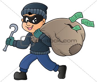 Thief with bag of money theme 1