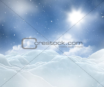 3D Christmas snowy landscape