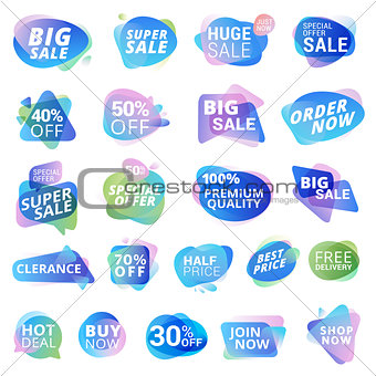 Set of stickers and labels for sale, product promotion, special offer, shopping