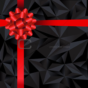 Black Origami Banner With Red Ribbon Bow