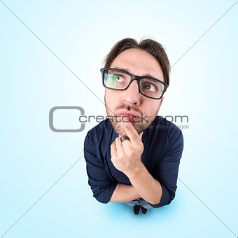 Funny man with thoughtful expression