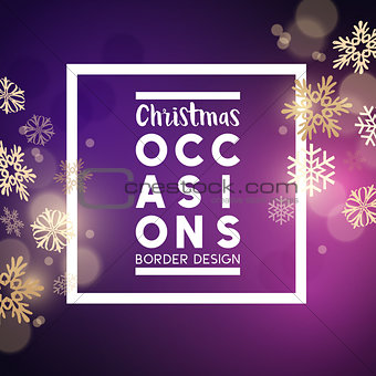 Christmas festive background border design with snowflakes