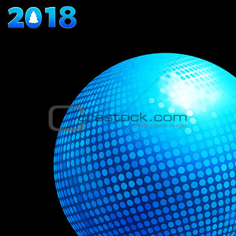 2018 background with blue disco ball and date