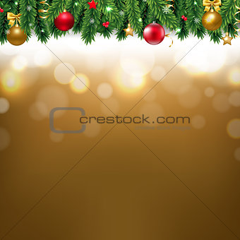 Christmas Border With Golden Background