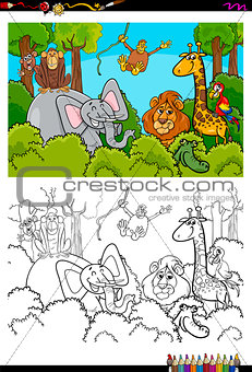 cartoon wild animal characters coloring book