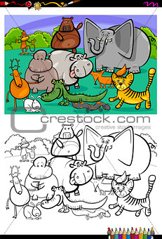 cartoon animal characters coloring book