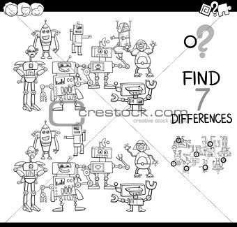find differences with robots color book