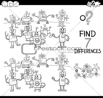 differences game with robots color book