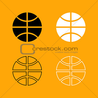 Basketball ball set black and white icon .