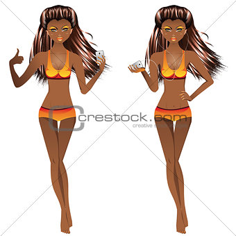 Afro American Girl in Swimsuit