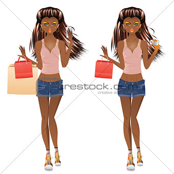 Afro American Shopping Girl