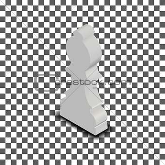 White chess piece bishop isometric, vector illustration.