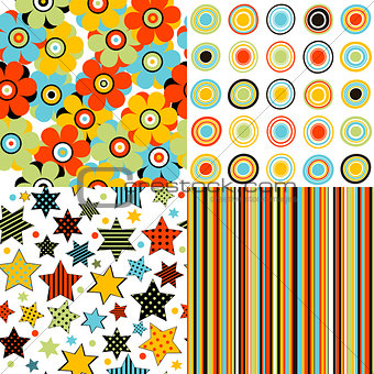 Set patterns for kids with stars, stripes, flowers and round sha