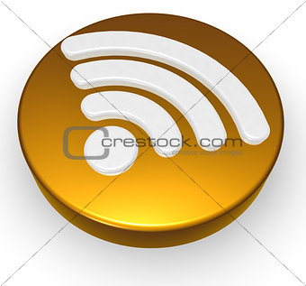 wifi symbol button on white background - 3d rendering