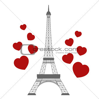eiffel tower and hearts