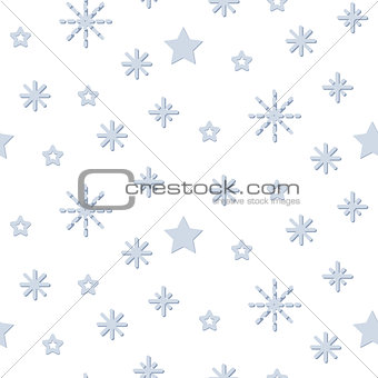 Snowflake blue and white winter seamless vector pattern.