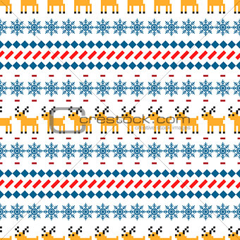 Nordic sweater seamless vector pattern with deer.