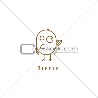 Bird logo gold line style vector.