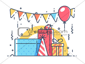 Gifts for holiday with balloon
