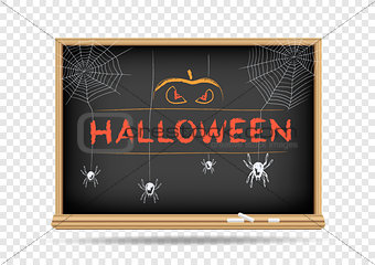 blackboard Halloween spider pumpkin
