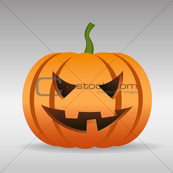 Halloween pumpkin with scary face isolated