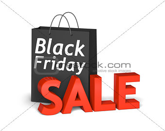 Black bag Black Friday and 3d red text sale