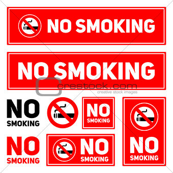 No Smoking labels set on a white background isolated vector illustration eps10