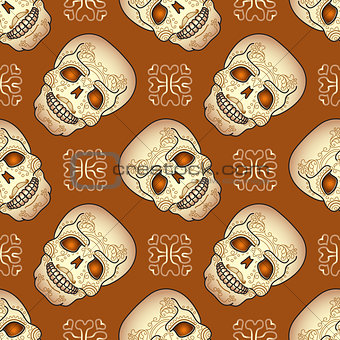 Day of the Dead seamless pattern with sugar skull.