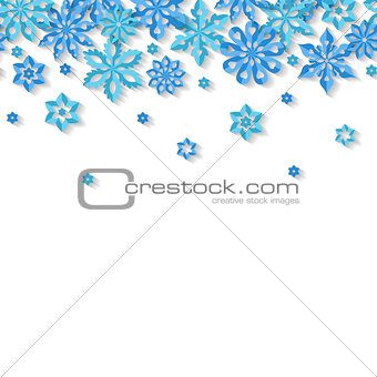 Seamless border snowflakes isolated on white background. Site header.
