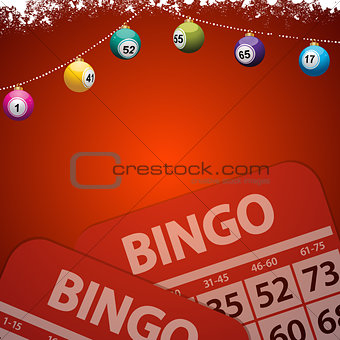Christmas bingo baubles on festive red background