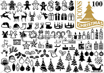 Set of 100 Christmas Icons