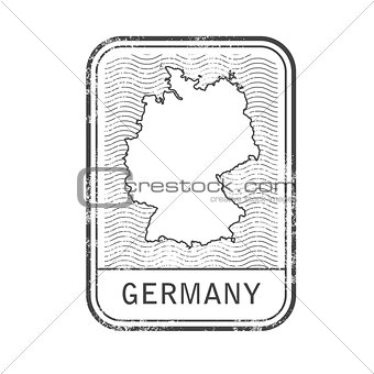 Stamp with contour of map of Germany - contour of Germany