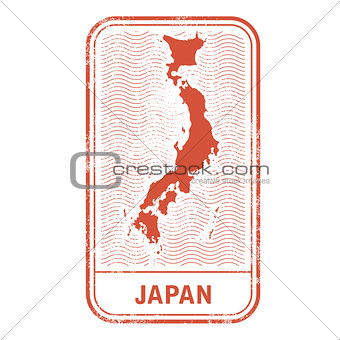 Stamp with contour of map of Japan - contour of Japan 