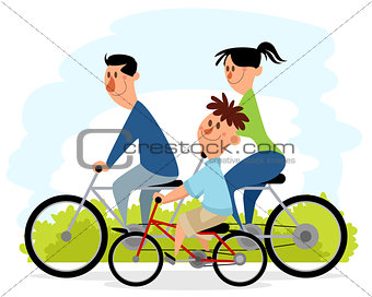 Family outing on bicycles