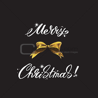 Merry Christmas lettering on a black background. Vector illustration