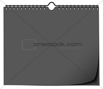 Black wall calendar mock up template with spring
