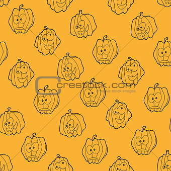 Seamless pattern for Halloween with pumpkins