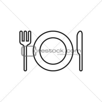 Plate and cutlery line icon