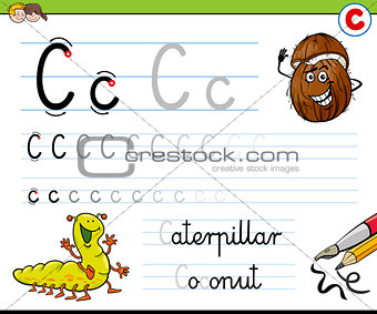how to write letter C worksheet for kids
