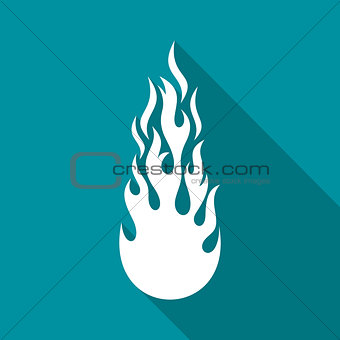 White vector fire flame flat icon