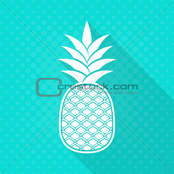 White vector pineapple flat icon turquoise