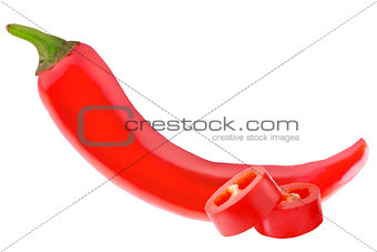 Chili red pepper isolated on white background 