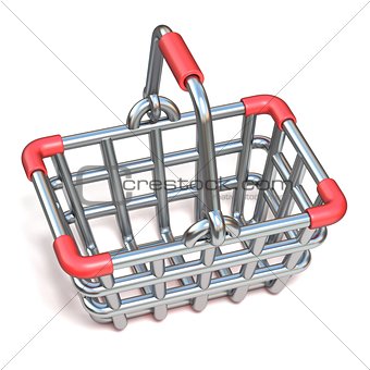 Steel wire shopping basket cartoon icon 3D