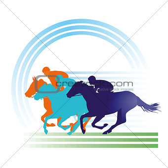 Horse Racing on the race track, equestrian sign